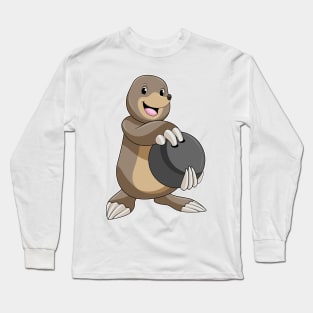 Mole at Bowling with Bowling ball Long Sleeve T-Shirt